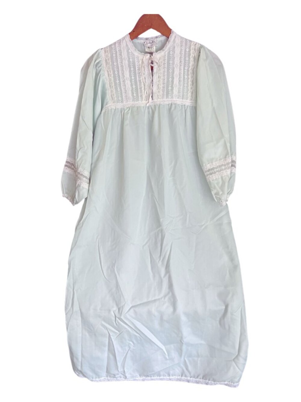 Vtg Christian Dior Girls Child sz 12 Nightgown | 1980s | Powder Blue Satin
